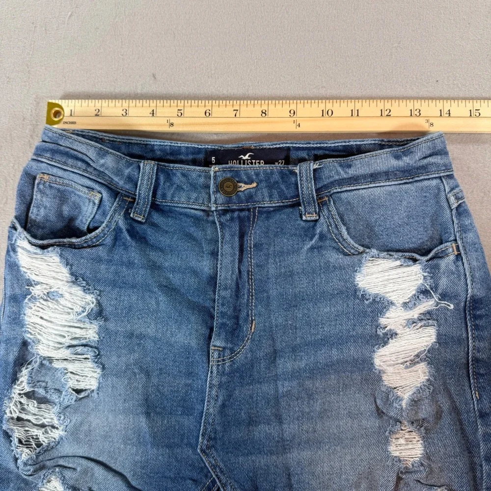 Hollister High‎ Rise Distressed Denim Mini Skirt Blue Size 5 W27